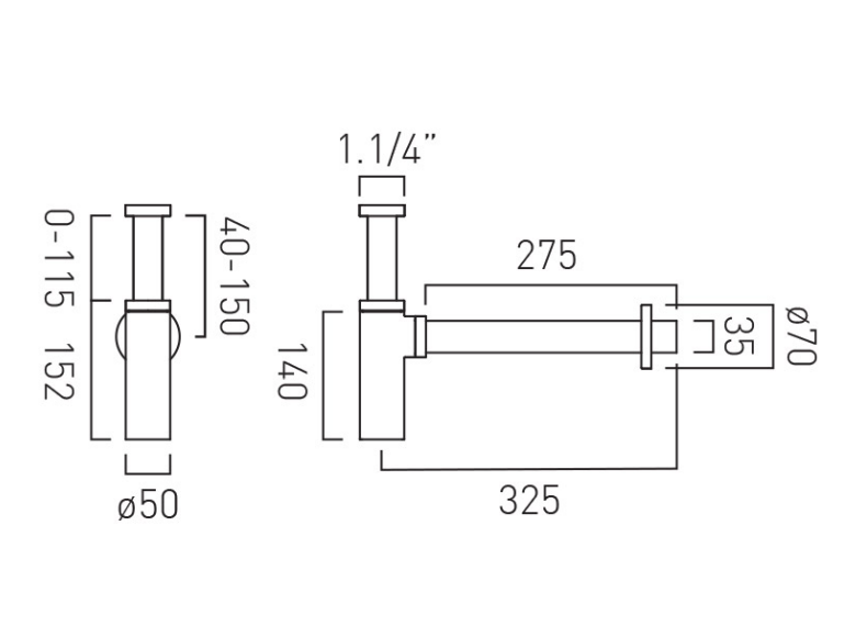 VADO INDIVIDUAL ROUND 1.1/4" BOTTLE TRAP BRUSHED NICKEL £65 - RRP £80