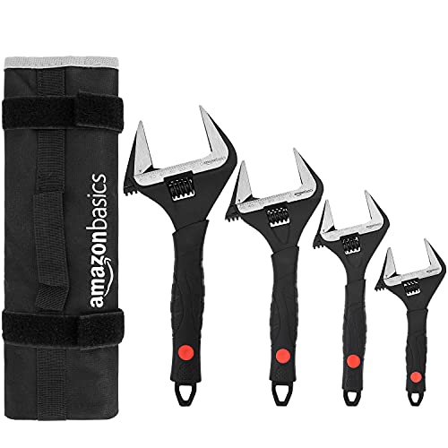 Amazon Basics 4-Piece Plumbing Adjustable Wrenches, 4 Sizes