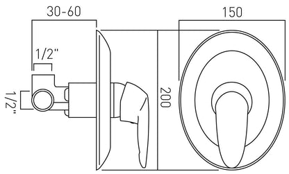 VADO EVO CONCEALED 1 OUTLET MANUAL SHOWER VALVE CHROME £75 - RRP £135