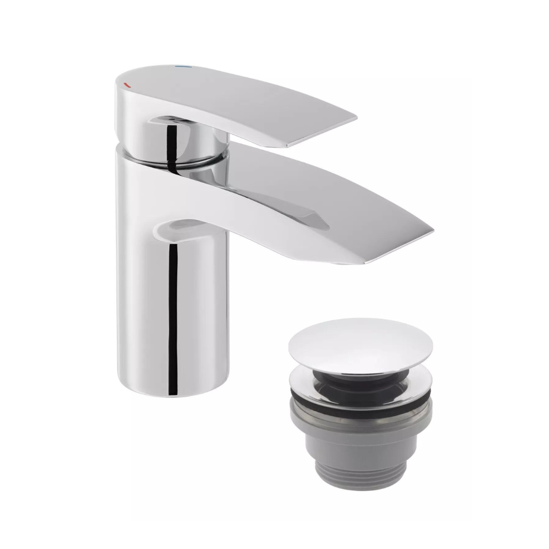 VADO INFINITA CURVE MINI MONO BASIN MIXER & CLICK WASTE CHROME £110 - RRP £155