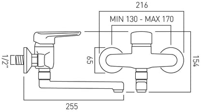 VADO COMMERCIAL WALL MOUNTED KITCHEN SINK MIXER LEVER TAP CHROME £99 - RRP £142