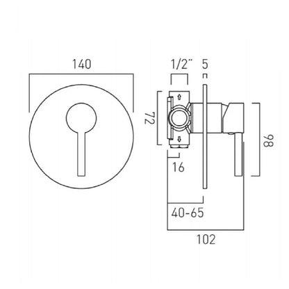 VADO AXCES NURI CONCEALED 1 OUTLET MANUAL SHOWER VALVE CHROME £85 - RRP £160