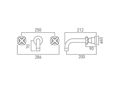 VADO INFINITA ELEMENTS 3 TAP HOLE WALL MOUNTED BASIN MIXER TAP CHROME £225 - RRP £450