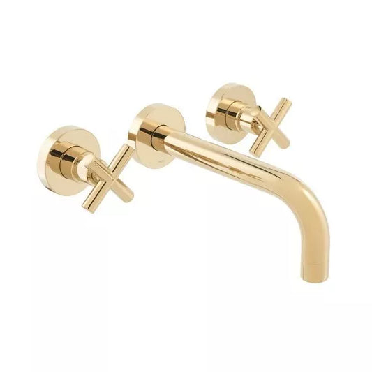 VADO ELEMENTS 3 TAP HOLE WALL MOUNTED BASIN MIXER TAP BRIGHT GOLD £245 - RRP £575