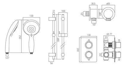 VADO CELSIUS SINGLE OUTLET COMPLETE THERMOSTATIC SHOWER KIT £395 - RRP £795