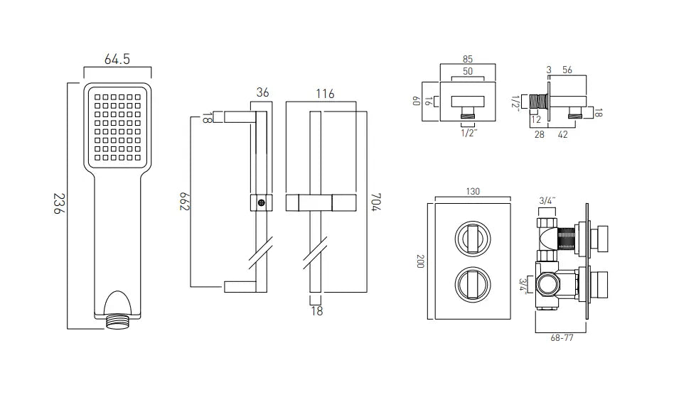 VADO NOTION 1 OUTLET COMPLETE THERMOSTATIC SHOWER  VALVE & SHOWER KIT £395 - RRP £795