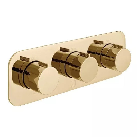 VADO ALTITUDE BUILT-IN 3 OUTLET THERMOSTATIC BATH/SHOWER VALVE BRIGHT GOLD £575 - RRP £1050