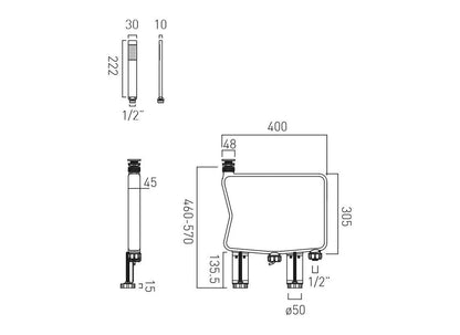 VADO NOTION SQUARE CAPSULE PULL UP BATH CHROME SHOWER KIT £225 - RRP £365