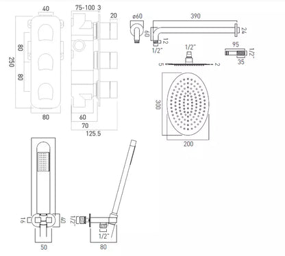 VADO TABLET KOVERA 2 OUTLET 3 KNOB CHROME THERMOSTATIC SHOWER KIT £799 - RRP £1270