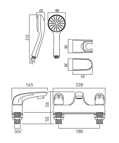 VADO INFINITA ETNA DECK BATH SHOWER MIXER TAP & SHOWER KIT CHROME £179 - RRP £370