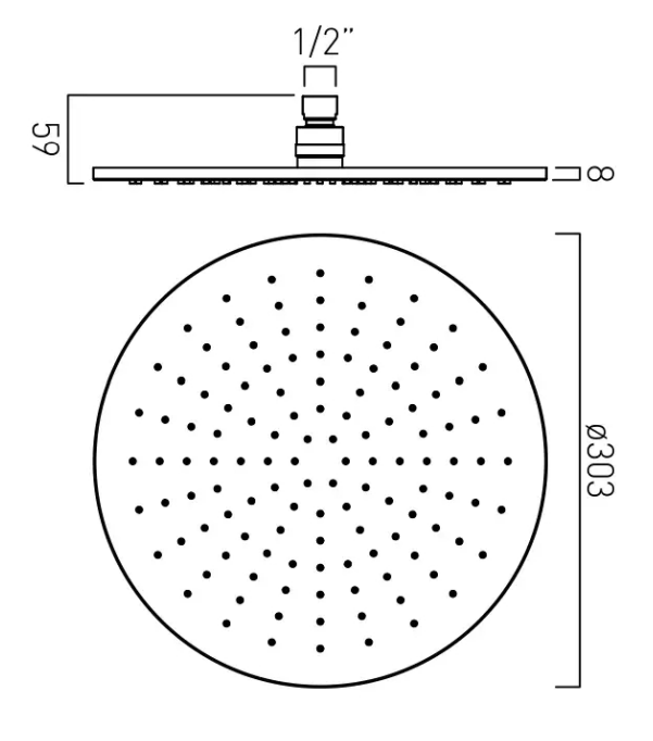 VADO INDIVIDUAL 300MM ROUND SHOWER HEAD BRIGHT NICKEL £225 - RRP £440